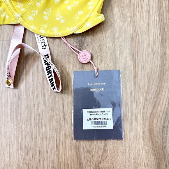 NWT House of CB Mariposa Yellow White Floral Print Bikini Top Size Small - Picture 5 of 5